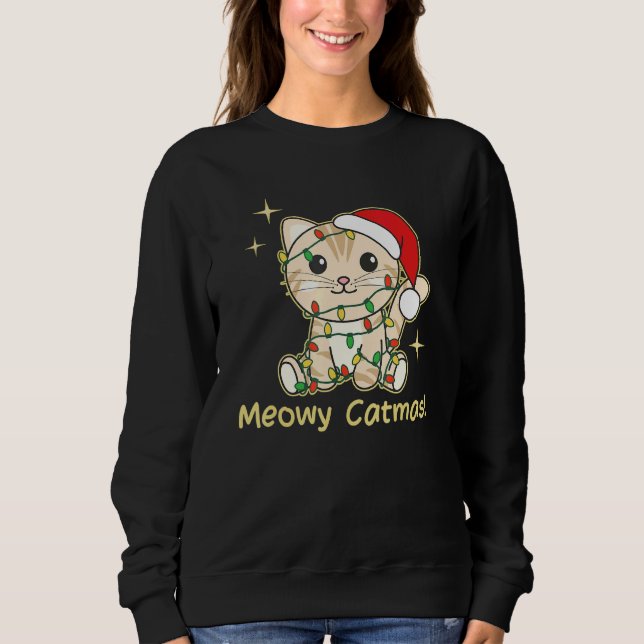 Cat Christmas Animals Cute Cats Meowy Catmas 1 Sweatshirt (Vorderseite)