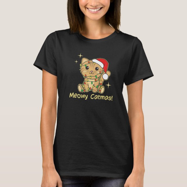 Cat Christmas Animals Cute Cats Meowy Catmas   T-Shirt (Vorderseite)