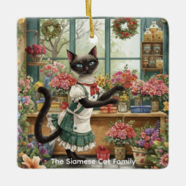 Cat Christmas Blume durch Blumenpapier Keramikornament