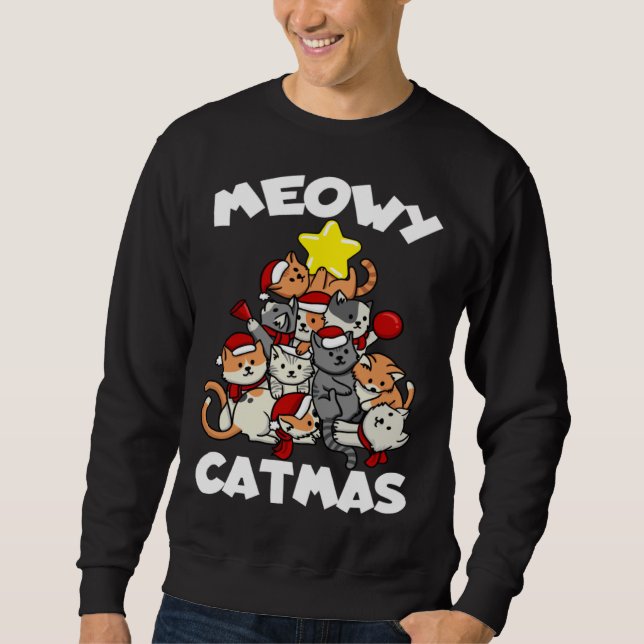 Cat Christmas Cat Tree Meowy Catmas Sweatshirt (Vorderseite)