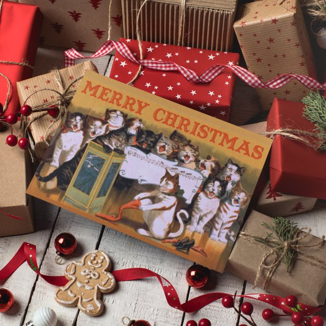 Cat Christmas Choir Feiertagskarte (Von Creator hochgeladen)