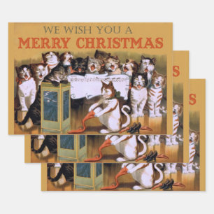 Cat Christmas Choir Geschenkpapier Set