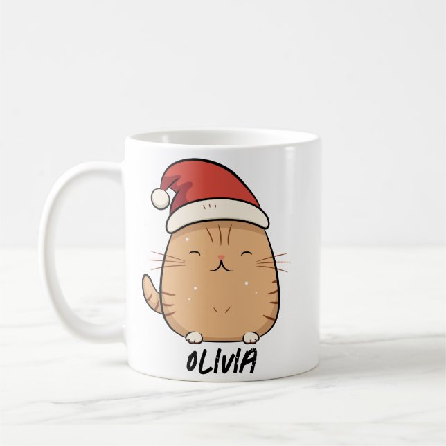 Cat Christmas Custom Name Cute Cat Lovers Gift pet Kaffeetasse (Links)