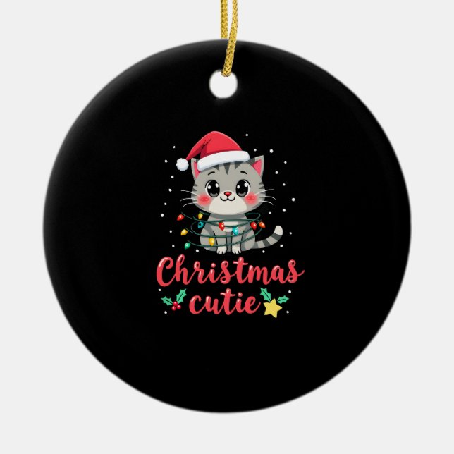 Cat Christmas Cutie Cats Christmas T-Shirt for Men Keramik Ornament (Vorne)