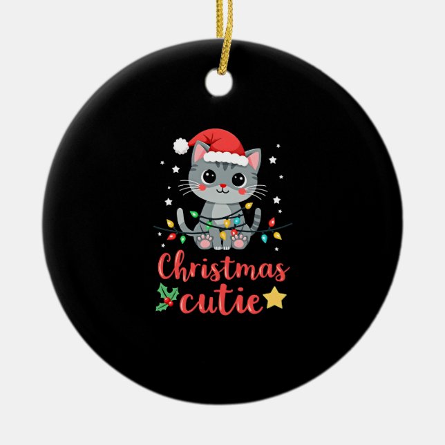 Cat Christmas Cutie Cats Christmas T-Shirt for Men Keramik Ornament (Vorne)