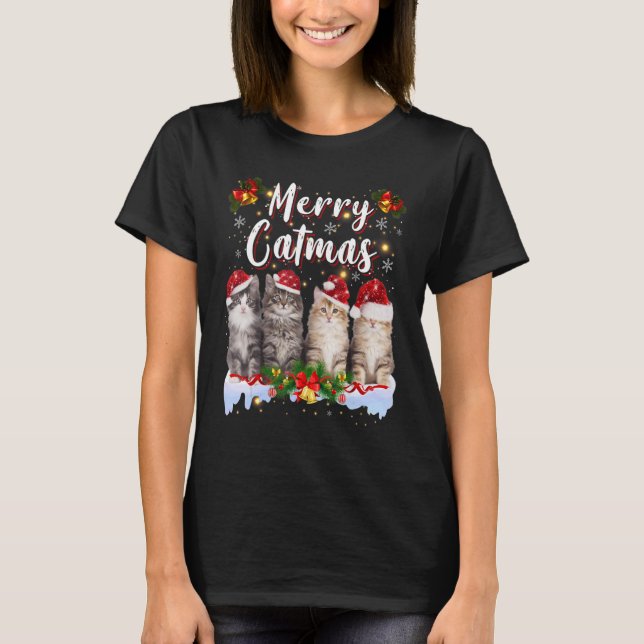 Cat Christmas Family Matching Merry Catmas Pajamas T-Shirt (Vorderseite)