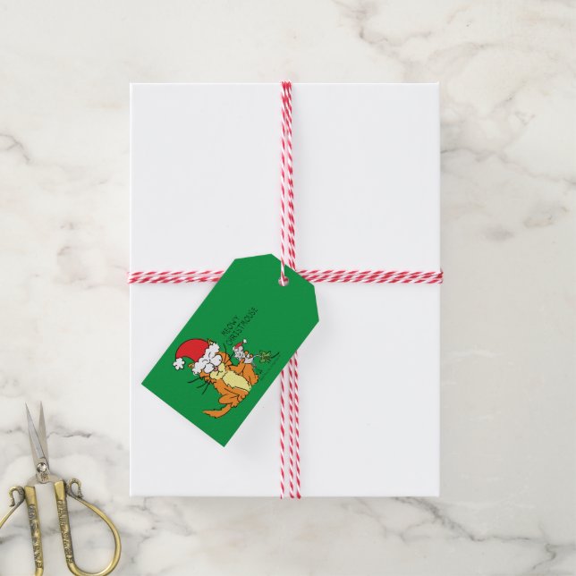 Cat Christmas Funny Cartoon Niedlich Mouse Geschenkanhänger (Mit Garn)