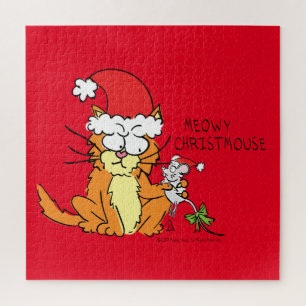 Cat Christmas Funny Cartoon Niedlich Mouse Puzzle