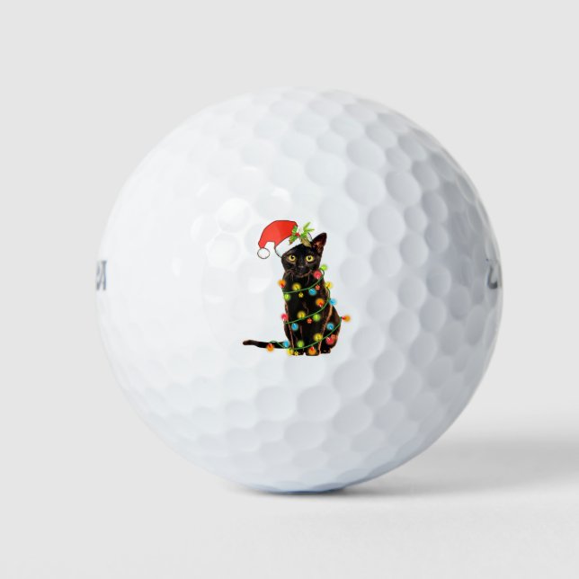 Cat Christmas Funny Meowy Weihnachtsbaum Katze Golfball (Vorderseite)