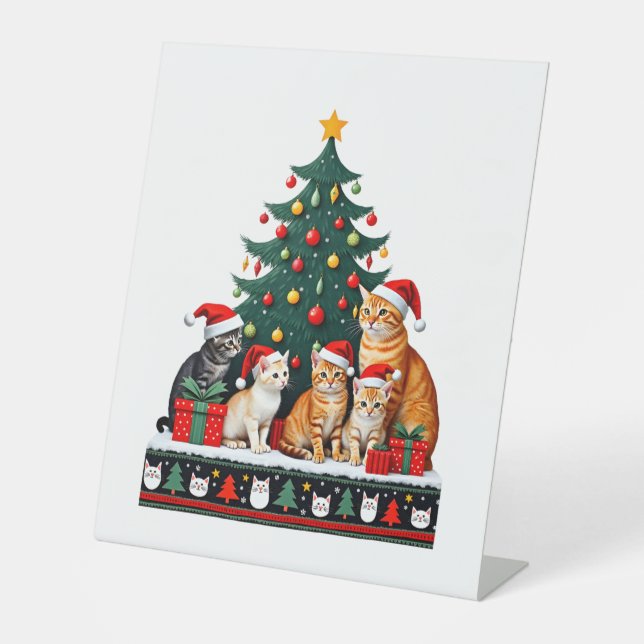 Cat Christmas Funny Ugly Women Men Merry Gift (5) Sockelschild (Vorderseite)