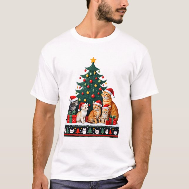 Cat Christmas Funny Ugly Women Men Merry Gift (5) T-Shirt (Vorderseite)