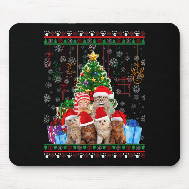 Cat Christmas Funny Ugly Women Men Merry Gift  Mousepad (Vorne)