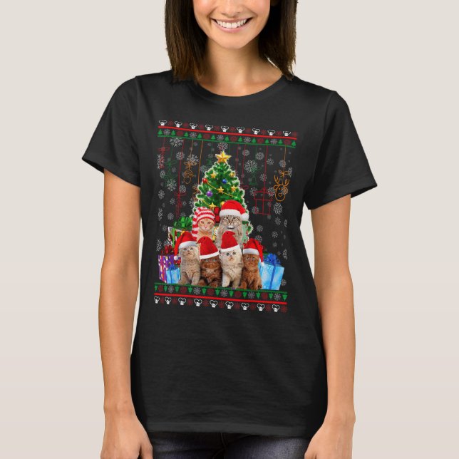 Cat Christmas Funny Ugly Women Men Merry Gift  T-Shirt (Vorderseite)