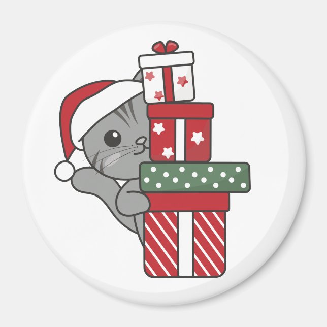 Cat Christmas Gift Winter Animals Cats Magnet (Vorne)