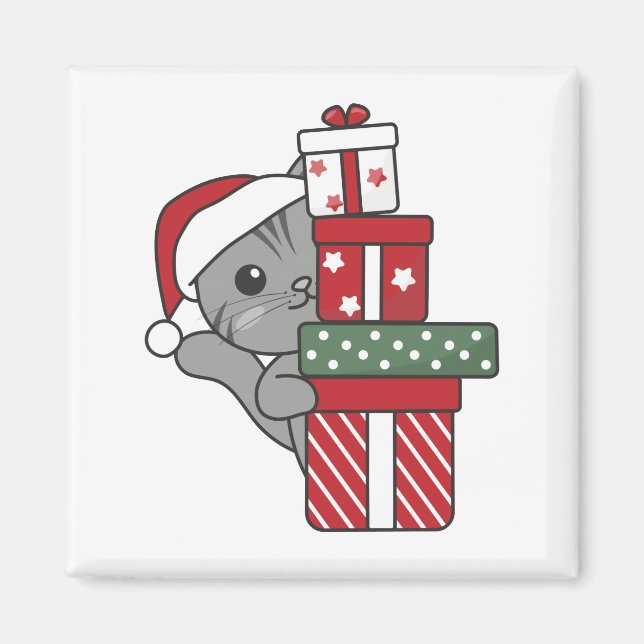 Cat Christmas Gift Winter Animals Cats Magnet (Vorne)