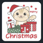 Cat Christmas Gift Winter Animals Cats Quadratischer Aufkleber<br><div class="desc">Merry Christmas. Die Cat at Christmas as in Christmas greeting. Funny animals with ohrs for the holidays. In Sweet Christmas Greeting. Cats are cute animals and perfect for Christmas.</div>