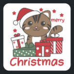 Cat Christmas Gift Winter Animals Cats Quadratischer Aufkleber<br><div class="desc">Merry Christmas. Die Cat at Christmas as in Christmas greeting. Funny animals with ohrs for the holidays. In Sweet Christmas Greeting. Cats are cute animals and perfect for Christmas.</div>