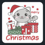 Cat Christmas Gift Winter Animals Cats Quadratischer Aufkleber<br><div class="desc">Merry Christmas. Die Cat at Christmas as in Christmas greeting. Funny animals with ohrs for the holidays. In Sweet Christmas Greeting. Cats are cute animals and perfect for Christmas.</div>