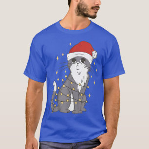 Cat Christmas Hat Weihnachtsbeleuchtung Niedlich C T-Shirt