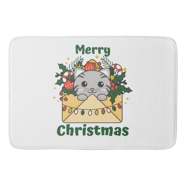 Cat Christmas Letter Winter Animals Cats Badematte (Vorderseite)