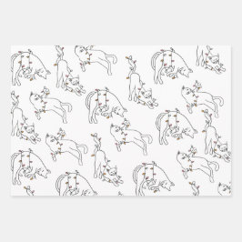 Cat Christmas Light Fun Holiday Geschenkpapier Set