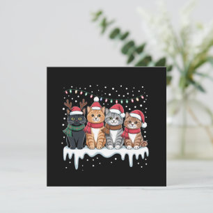 Cat Christmas Light Reindeer Santa Cat Lover Feiertagskarte