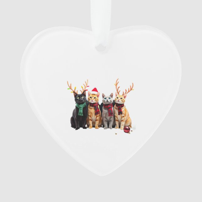 Cat Christmas Light Reindeer Santa Christmas Cat L Ornament (Vorderseite)