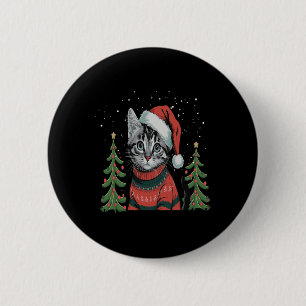 Cat Christmas Light Reindeer Weihnachten Button