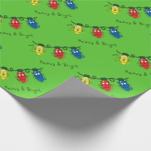 Cat Christmas Lights Funny Meowy und hell Geschenkpapier