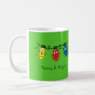 Cat Christmas Lights Funny Meowy und hell Kaffeetasse