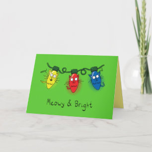 Cat Christmas Lights Funny Meowy und hell Karte