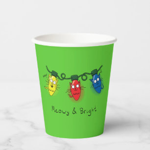 Cat Christmas Lights Funny Meowy und hell Pappbecher