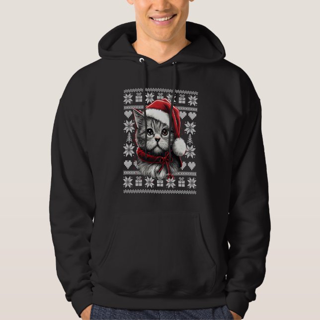 Cat Christmas Men Women Cats Ugly Xmas Hoodie (Vorderseite)