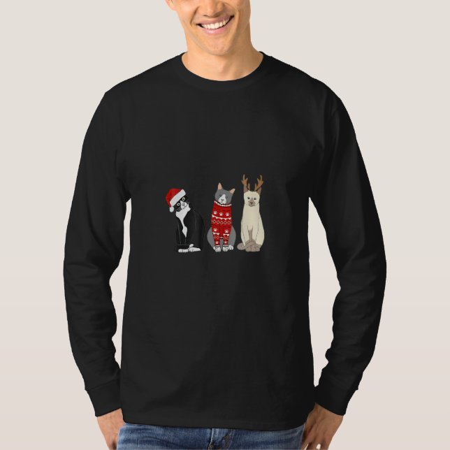 Cat Christmas  Meowy Merry Catmas Cat T-Shirt (Vorderseite)