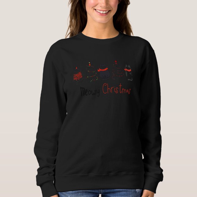 Cat Christmas Meowy Xmas Cat Merry Christmas Sweatshirt (Vorderseite)