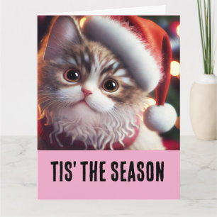 CAT CHRISTMAS NIEDLICH FUNNY Grußkarte Karte