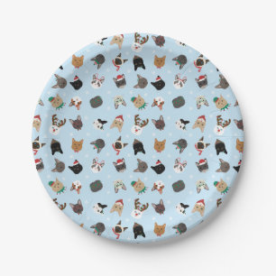Cat Christmas Pattern Pappteller