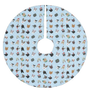 Cat Christmas Pattern Polyester Weihnachtsbaumdecke