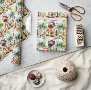 Cat Christmas Pool Party für Weihnachten im Juli Geschenkpapier