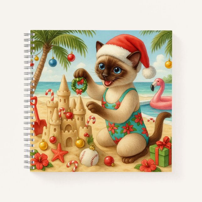Cat Christmas Pool Party Notizbuch (Vorderseite)