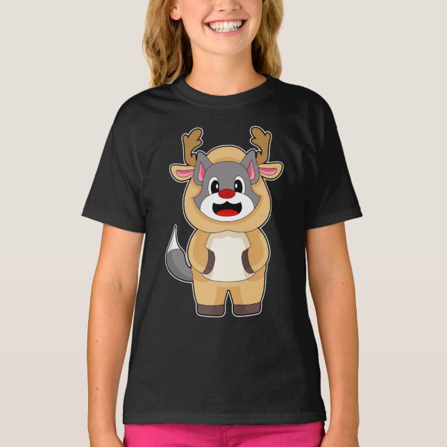 Cat Christmas Reindeer T-Shirt (Vorderseite)