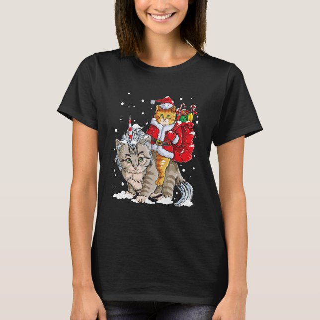 Cat Christmas Santa Caticorn Meowy Xmas T-Shirt (Vorderseite)