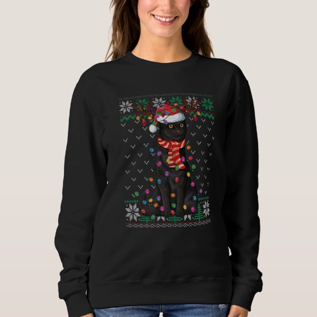 Cat Christmas Santa Reindeer Ugly Sweater Cat  Paj Sweatshirt (Vorderseite)