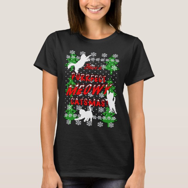 Cat Christmas Shirt, Christmas Cat Womens TShirts (Vorderseite)
