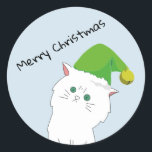 Cat Christmas Sticker<br><div class="desc">Frostie wünscht Ihnen frohe Weihnachten... </div>