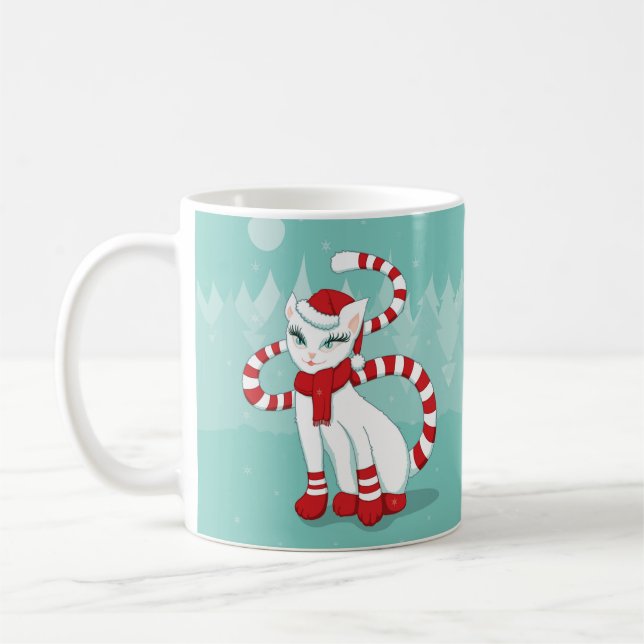Cat Christmas Stimmung - Feiertag fertig Kitty Kaffeetasse (Links)