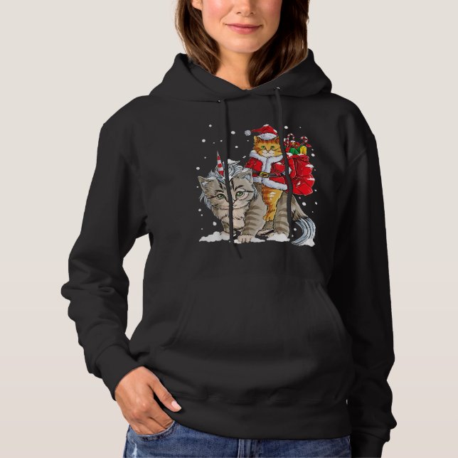 Cat Christmas T-Shirt Santa Caticorn Meowy Xmas Hoodie (Vorderseite)