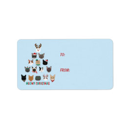 Cat Christmas Tree Adressaufkleber