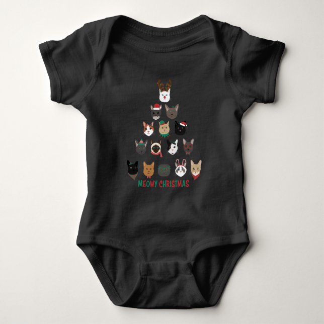 Cat Christmas Tree Baby Strampler (Vorderseite)