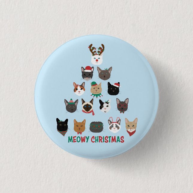 Cat Christmas Tree Button (Vorderseite)